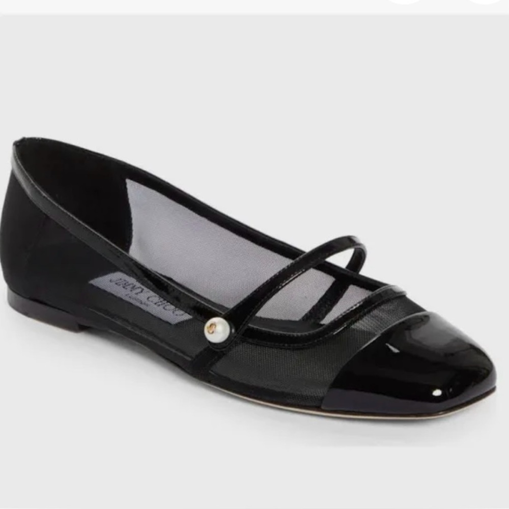 Jimmy Choo Elisa Black Patent Leather Flats